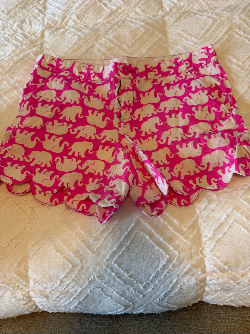 Lilly Pulitzer Buttercup Elephant Scalloped Hem Shorts